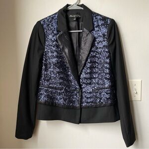 Elizabeth and James Black and Blue Sequin Blazer